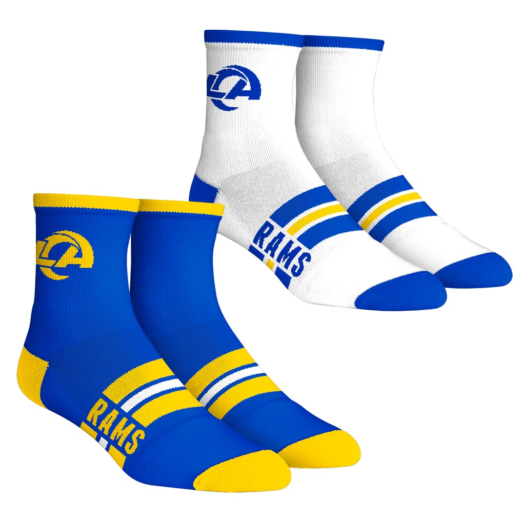  Los Angeles Rams Rock Em Socks Unisex 2-Pack Multi Stripe Quarter Socks Set