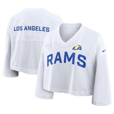 Los Angeles Rams Nike Women's Wide Receiver Cropped Mesh Dri-FIT Fashion Jersey - White