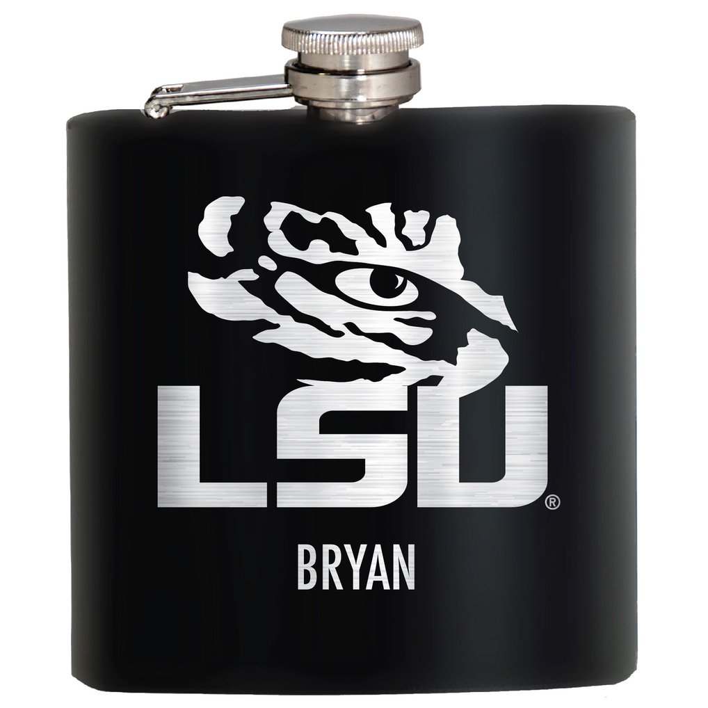 LSU Tigers 6oz. Personalized Stealth Hip Flask - Black