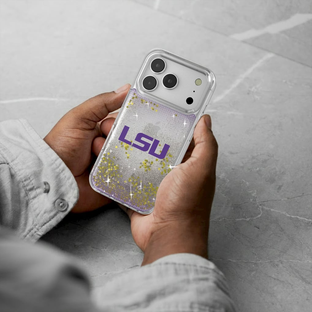 LSU Tigers Linen Logo iPhone Glitter Case