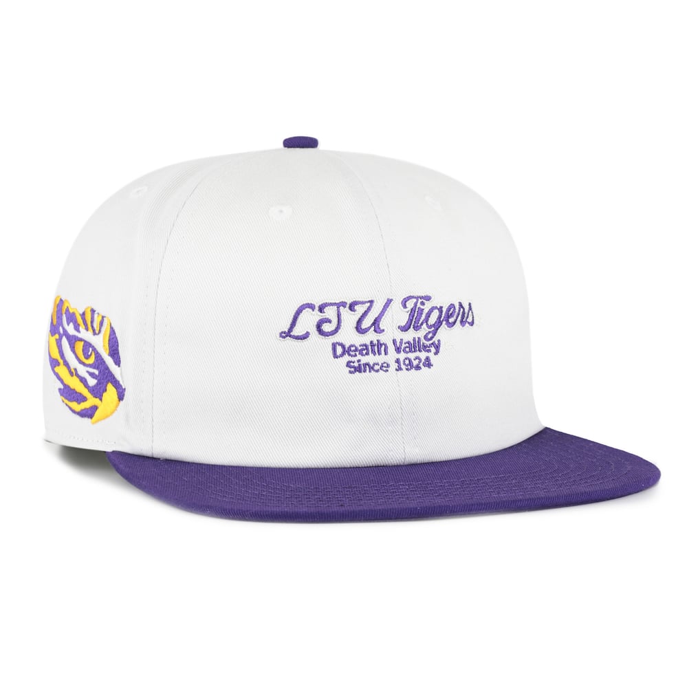 LSU Tigers '47 Script Stack Relaxed Captain Adjustable Hat - White/Purple