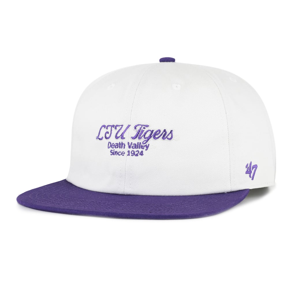 LSU Tigers '47 Script Stack Relaxed Captain Adjustable Hat - White/Purple