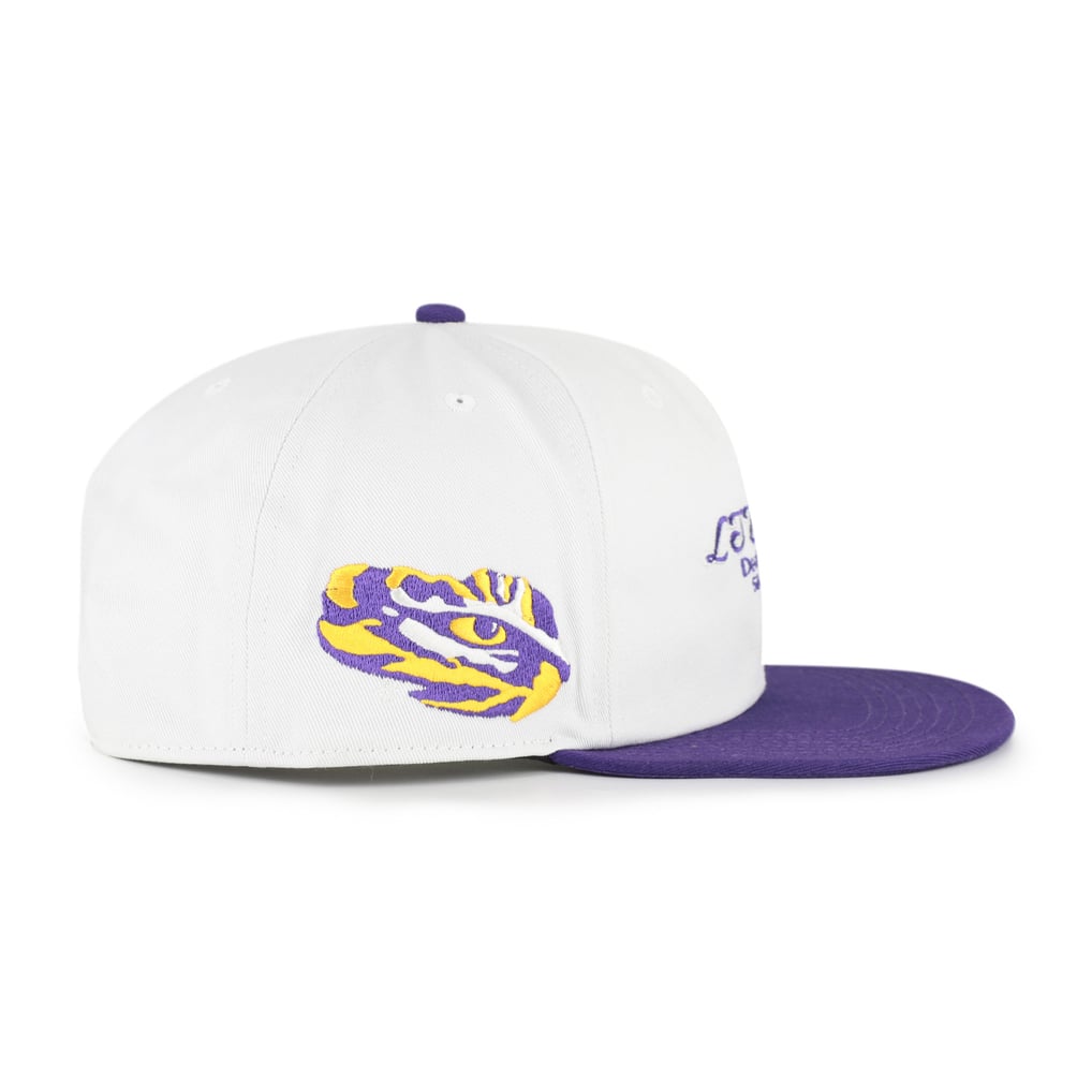 LSU Tigers '47 Script Stack Relaxed Captain Adjustable Hat - White/Purple