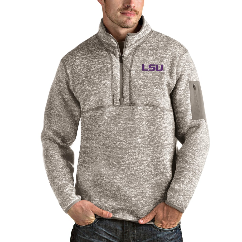 LSU Tigers Antigua Fortune Half-Zip Pullover Jacket - Oatmeal