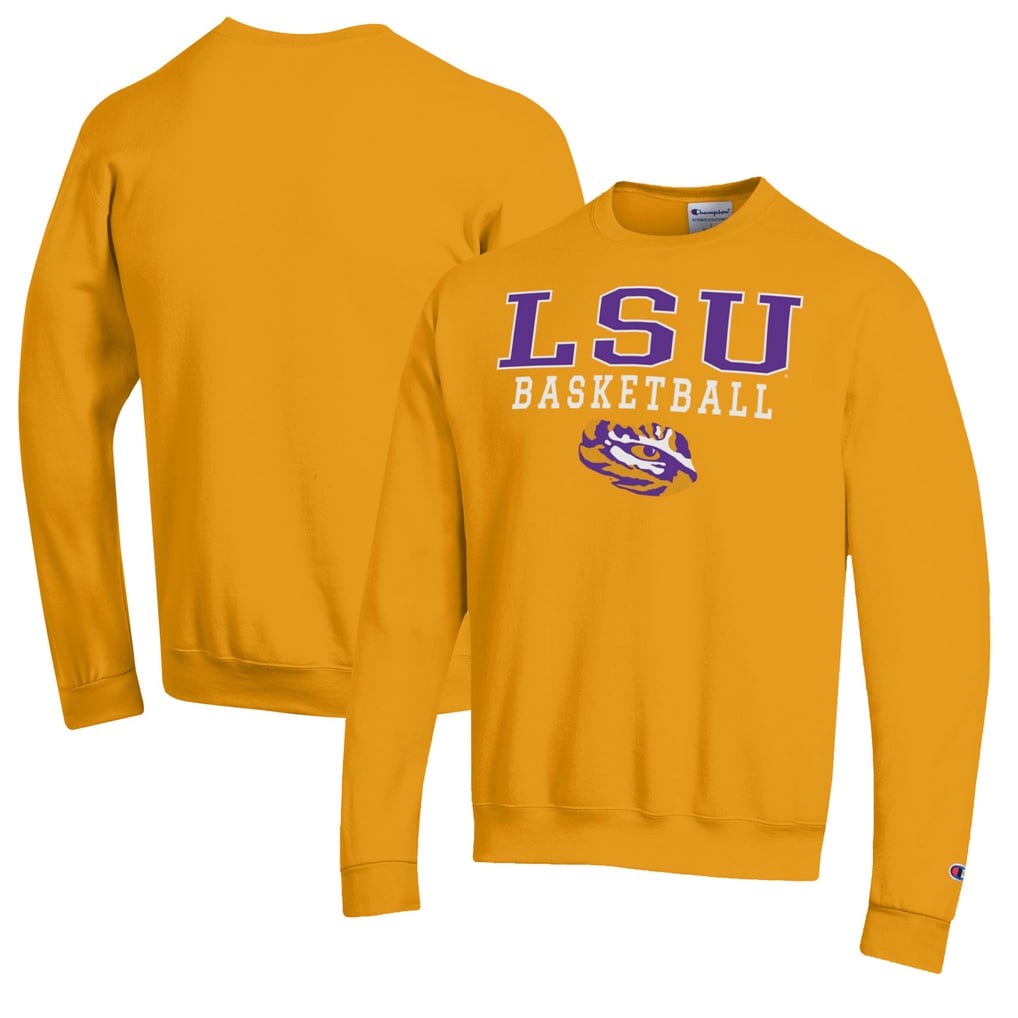LSU Tigers Champion Basketball Stack Pullover Crewneck Sweatshirt - Gold