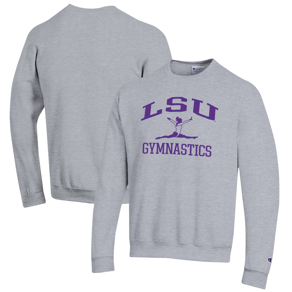  LSU Tigers Champion Gymnastics Icon Powerblend Pullover Sweatshirt - Gray