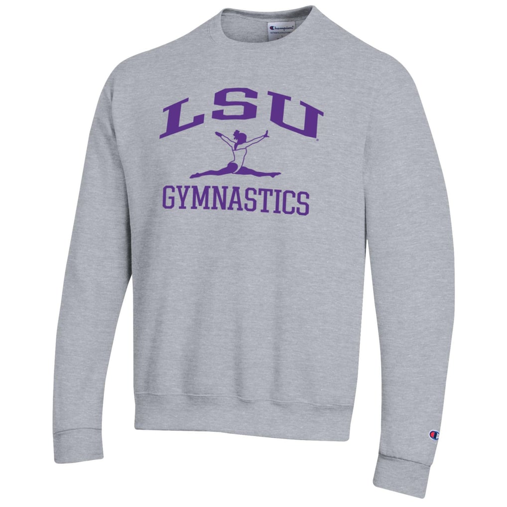  LSU Tigers Champion Gymnastics Icon Powerblend Pullover Sweatshirt - Gray
