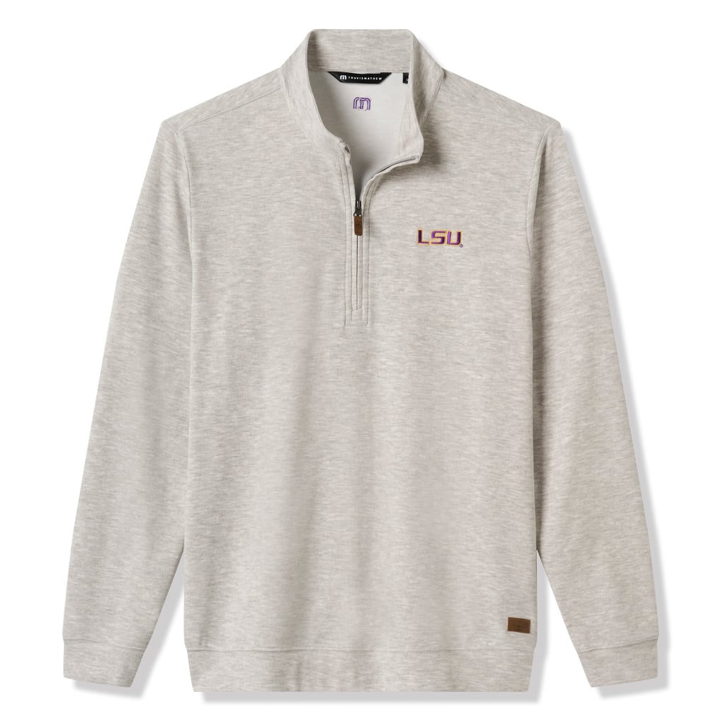 LSU Tigers TravisMathew Cloud Home Game Quarter-Zip Tri-Blend Pullover - Heather Gray