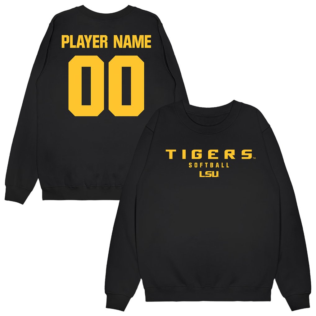 LSU Tigers Unisex NIL Pick-A-Player Softball Sweatshirt - Black