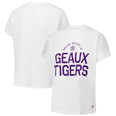 LSU Tigers League Collegiate Wear Women's Slub Rolled Cuff T-Shirt - White