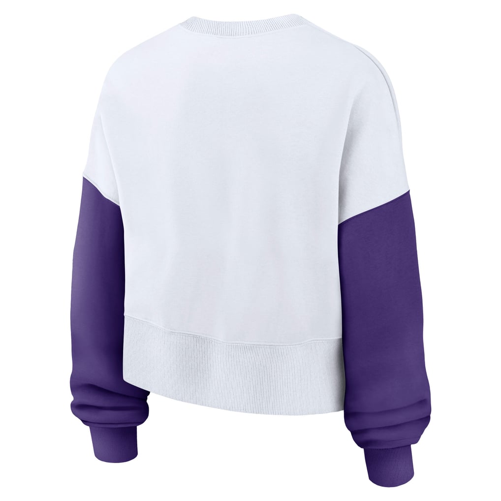 LSU Tigers Nike Women's Oversized Color-Block Pullover Sweatshirt - White