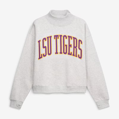 LSU Tigers Pressbox Oversized Nelson Mock Neck Sweatshirt - Ash