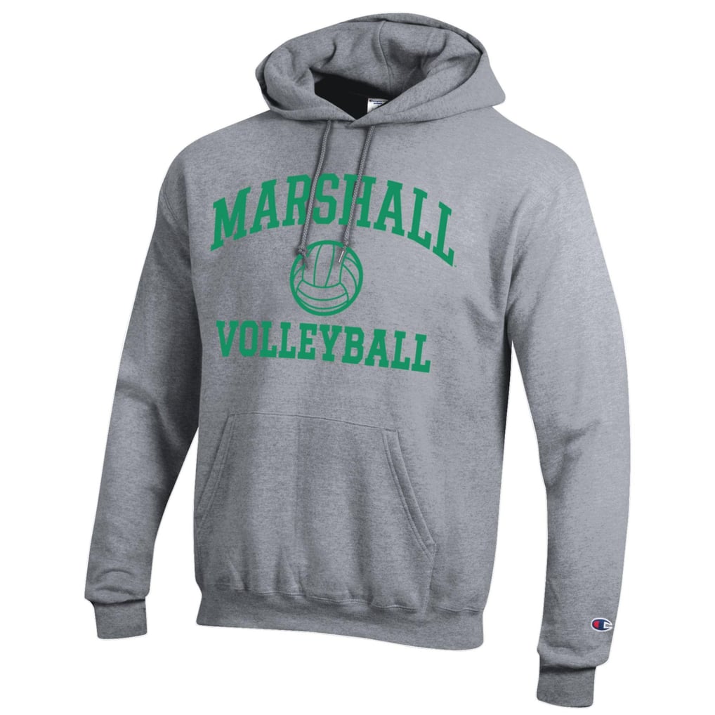  Marshall Thundering Herd Champion Icon Logo Volleyball Eco Powerblend Pullover Hoodie - Gray