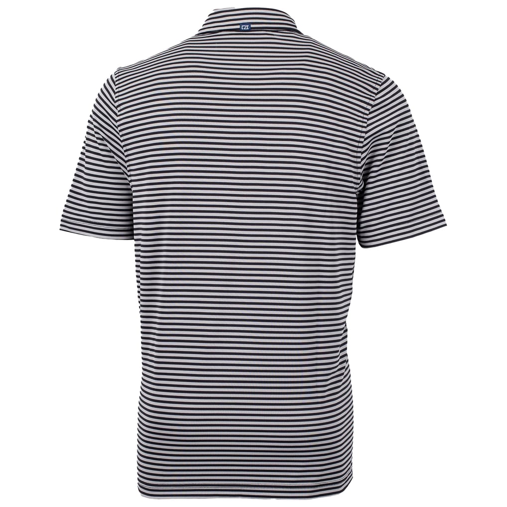 Marshall Thundering Herd Cutter & Buck Throwback Logo Virtue Eco Pique Stripe Recycled Polo - Black