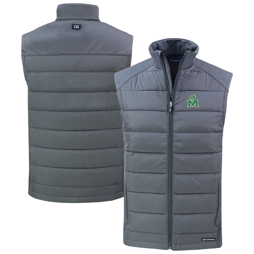 Marshall Thundering Herd Cutter & Buck Evoke Hybrid Eco Softshell Recycled Full-Zip Vest - Gray