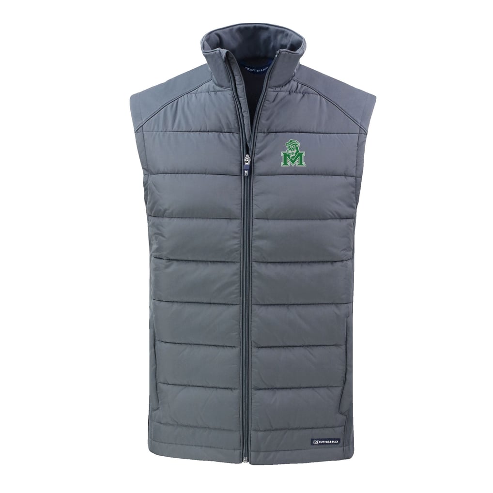Marshall Thundering Herd Cutter & Buck Evoke Hybrid Eco Softshell Recycled Full-Zip Vest - Gray