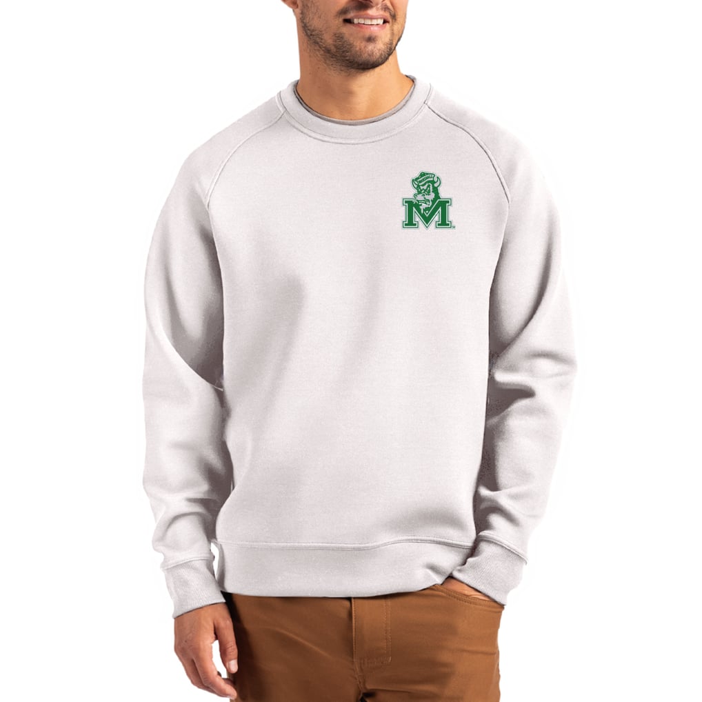 Marshall Thundering Herd Cutter & Buck Roam Recycled Pullover - Gray