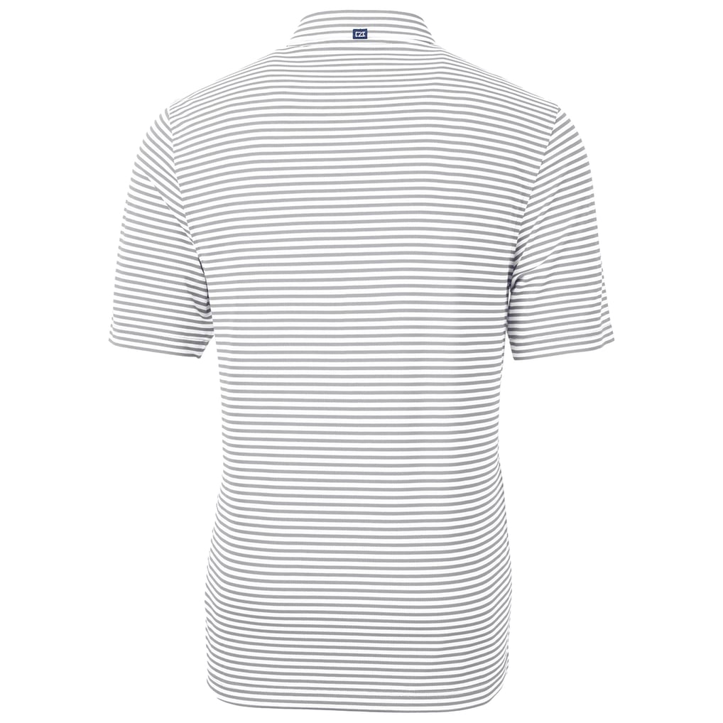 Marshall Thundering Herd Cutter & Buck Throwback Logo Virtue Eco Pique Stripe Recycled Polo - Gray