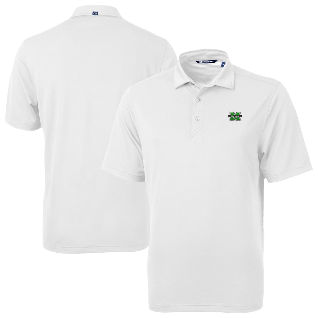Marshall Thundering Herd Cutter & Buck Virtue Eco Pique Recycled Polo - White
