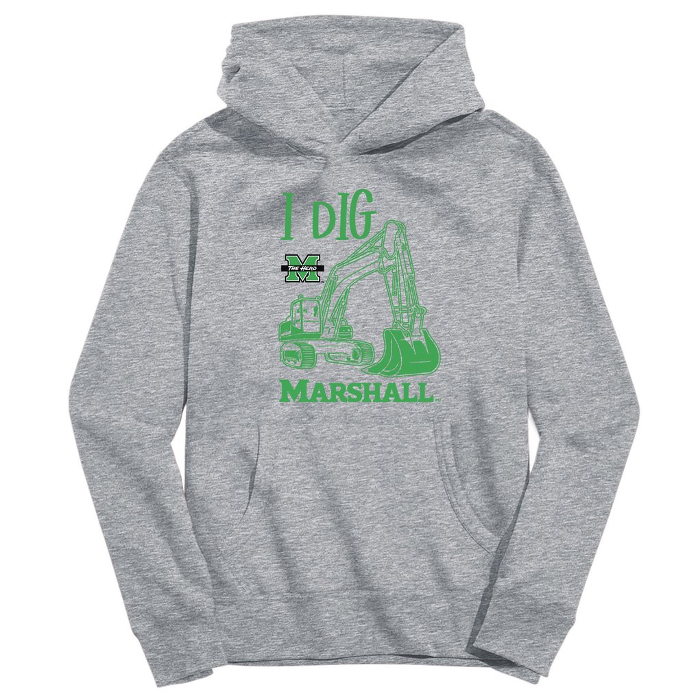 Marshall Thundering Herd Vive La Fete Toddler Excavator Pullover Hoodie - Gray