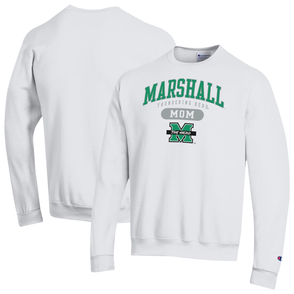 Marshall Thundering Herd Champion Women's Eco Powerblend Mom Pill Box Sweatshirt - White