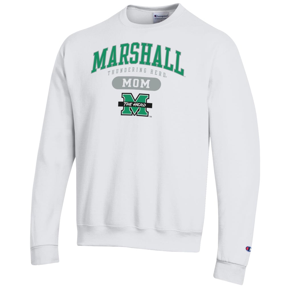 Marshall Thundering Herd Champion Women's Eco Powerblend Mom Pill Box Sweatshirt - White
