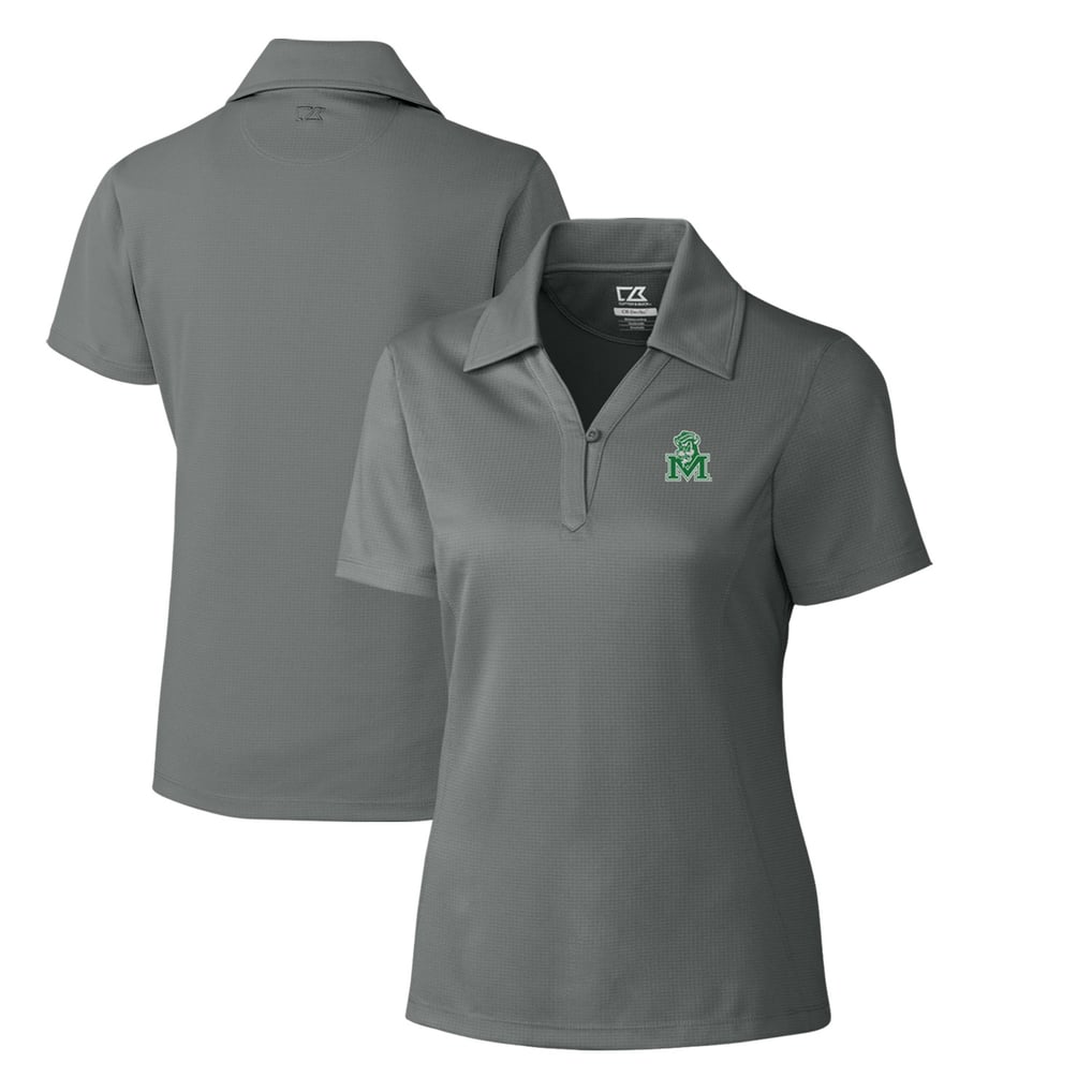 Marshall Thundering Herd Cutter & Buck Women's CB DryTec Genre Textured Solid Polo - Steel