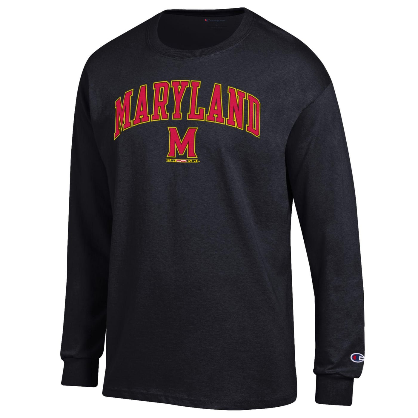 Arch Ids Men's Champion Black Maryland Terrapins Arch Over Logo Long Sleeve T-Shirt