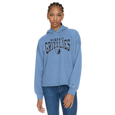 Memphis Grizzlies Tommy Jeans Women's Stella Cropped Pullover Hoodie - Light Blue