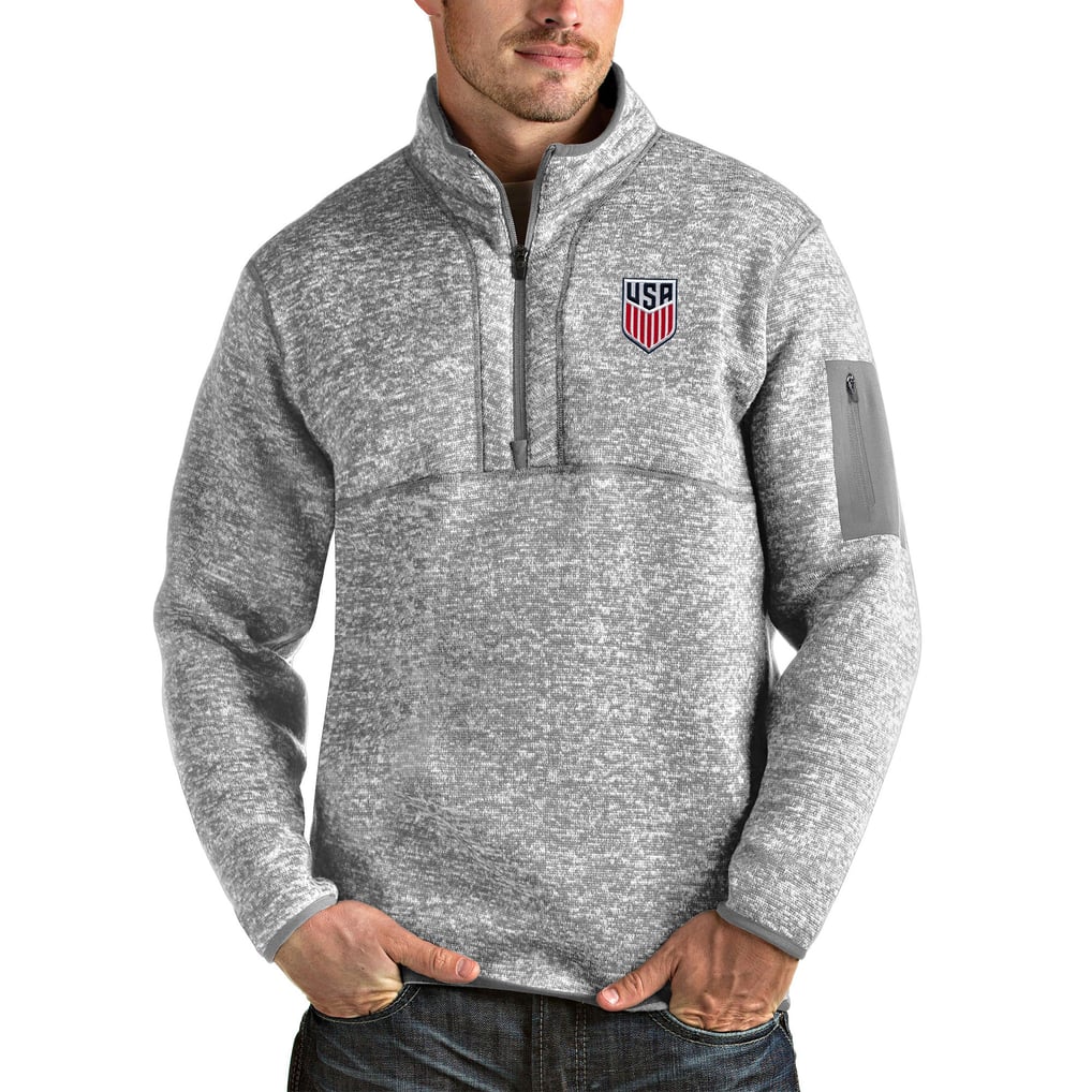 USMNT Antigua Fortune Quarter-Zip Pullover Jacket - Gray