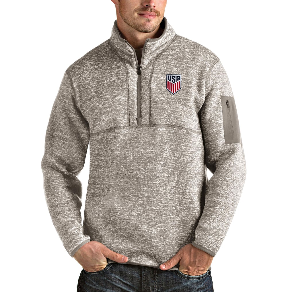 USMNT Antigua Fortune Quarter-Zip Pullover Jacket - Oatmeal