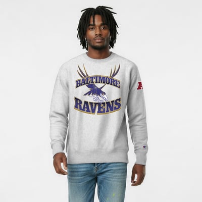Baltimore Ravens Disney x Champion Diablo Reverse Weave Sweatshirt - Heather Gray
