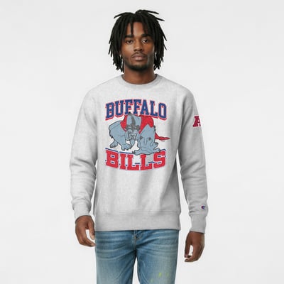 Buffalo Bills Disney x Champion Beast Reverse Weave Sweatshirt - Heather Gray