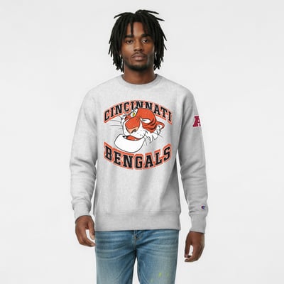 Cincinnati Bengals Disney x Champion Shere Khan Reverse Weave Sweatshirt - Heather Gray