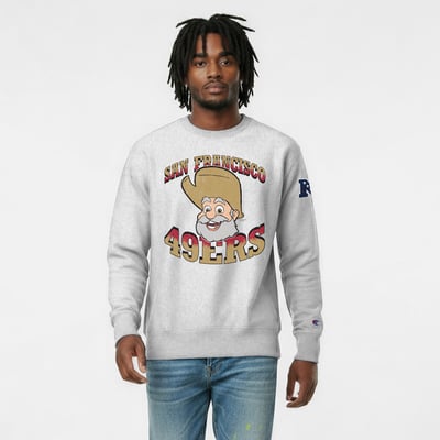San Francisco 49ers Disney x Champion Stinky Pete Reverse Weave Sweatshirt - Heather Gray