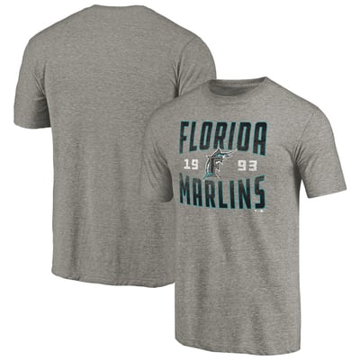 Florida Marlins Cooperstown Collection Vintage Antique Stack Tri-Blend T-Shirt - Gray
