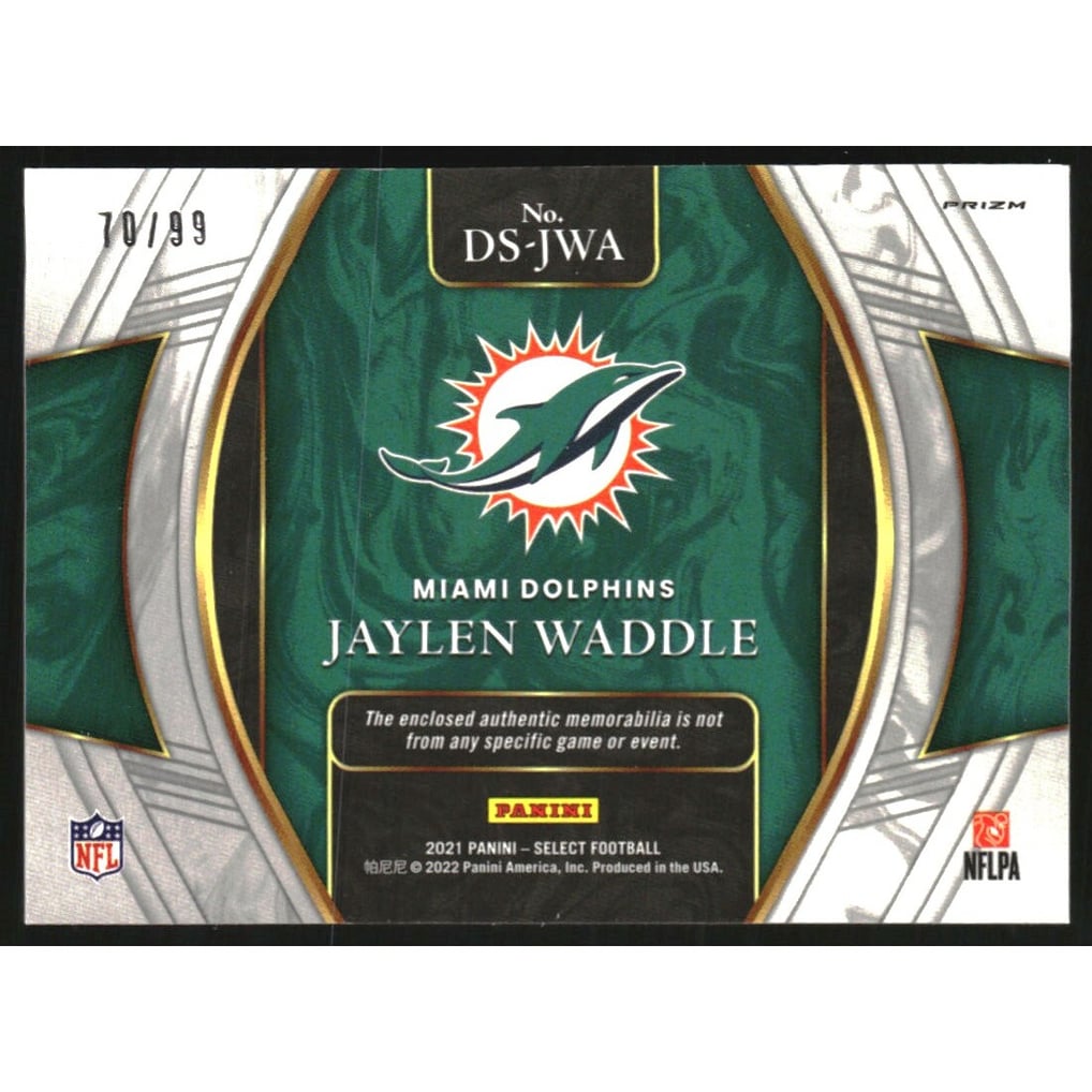 2021 Select Draft Selections Memorabilia Prizm #13 Jaylen Waddle