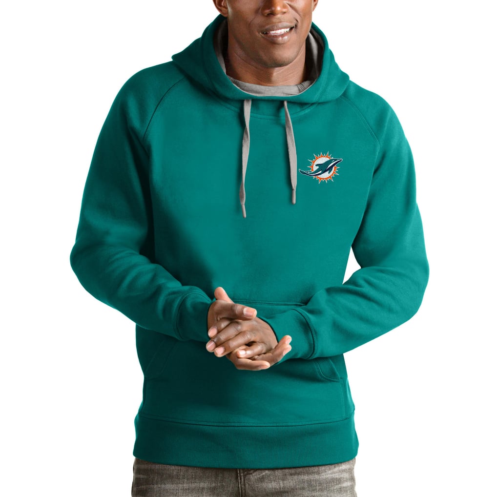 Miami Dolphins Antigua Logo Victory Pullover Hoodie - Aqua
