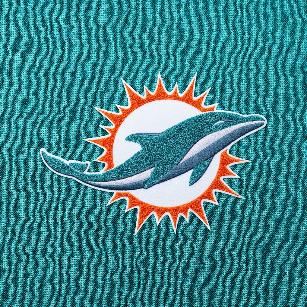 Miami Dolphins Antigua Victory Chenille Pullover Hoodie - Aqua