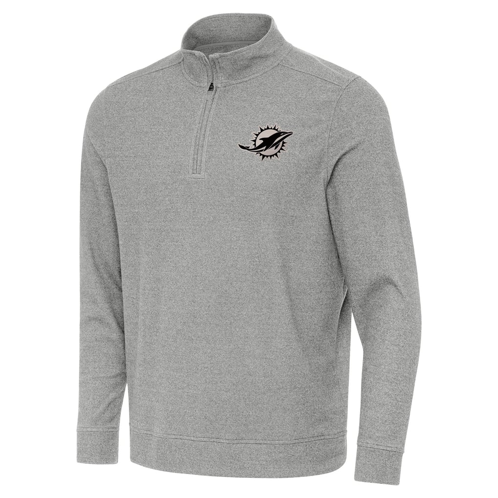 Miami Dolphins Antigua Subtle Quarter-Zip Top -  Heather Gray