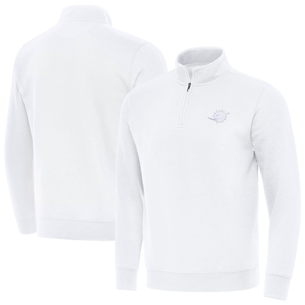 Miami Dolphins Antigua Victory Quarter-Zip Top - White