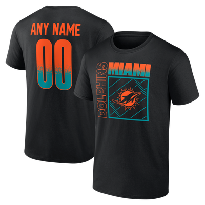 Miami Dolphins  Home Field Pop Personalized Name & Number T-Shirt - Black