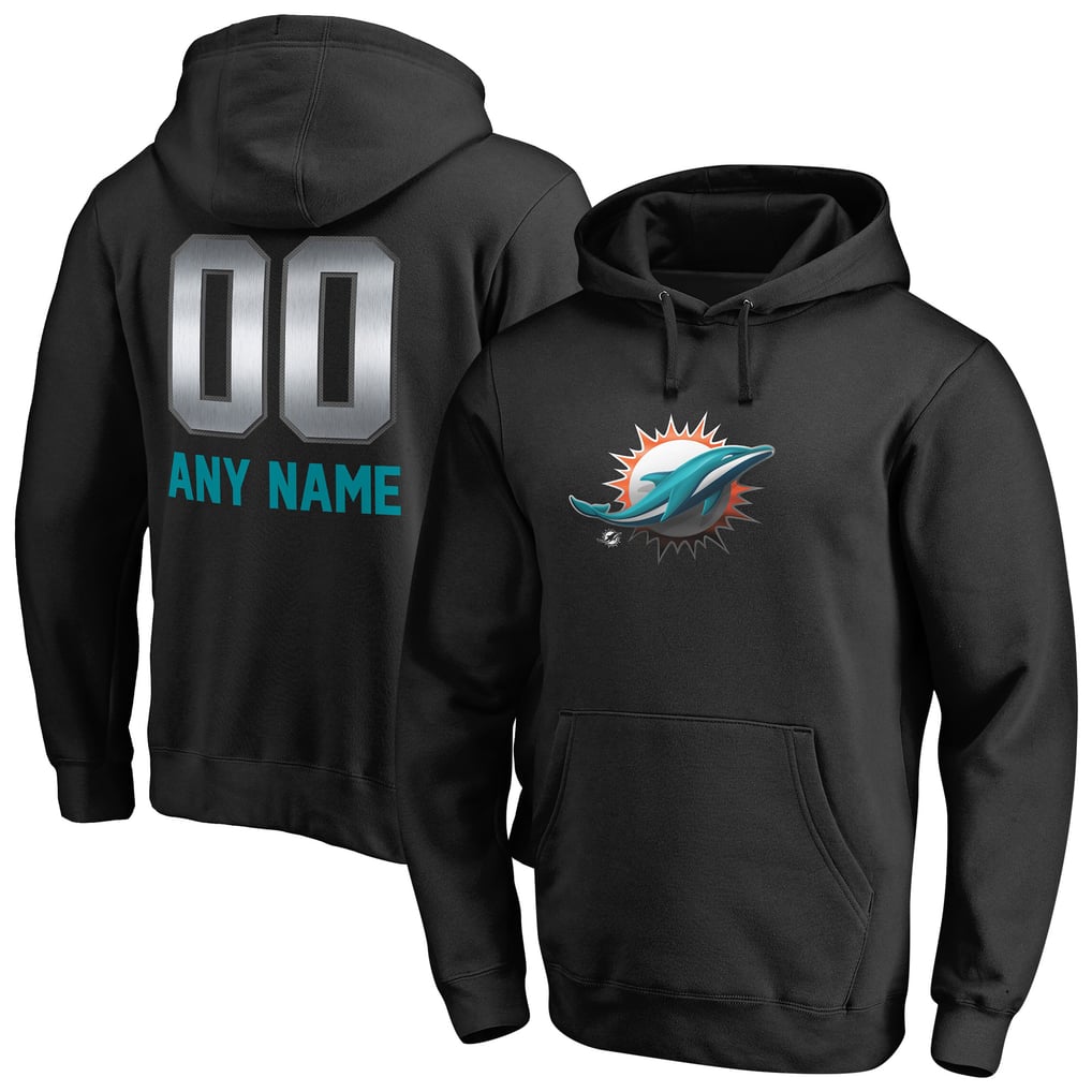 Miami Dolphins Personalized Midnight Mascot Pullover Hoodie - Black