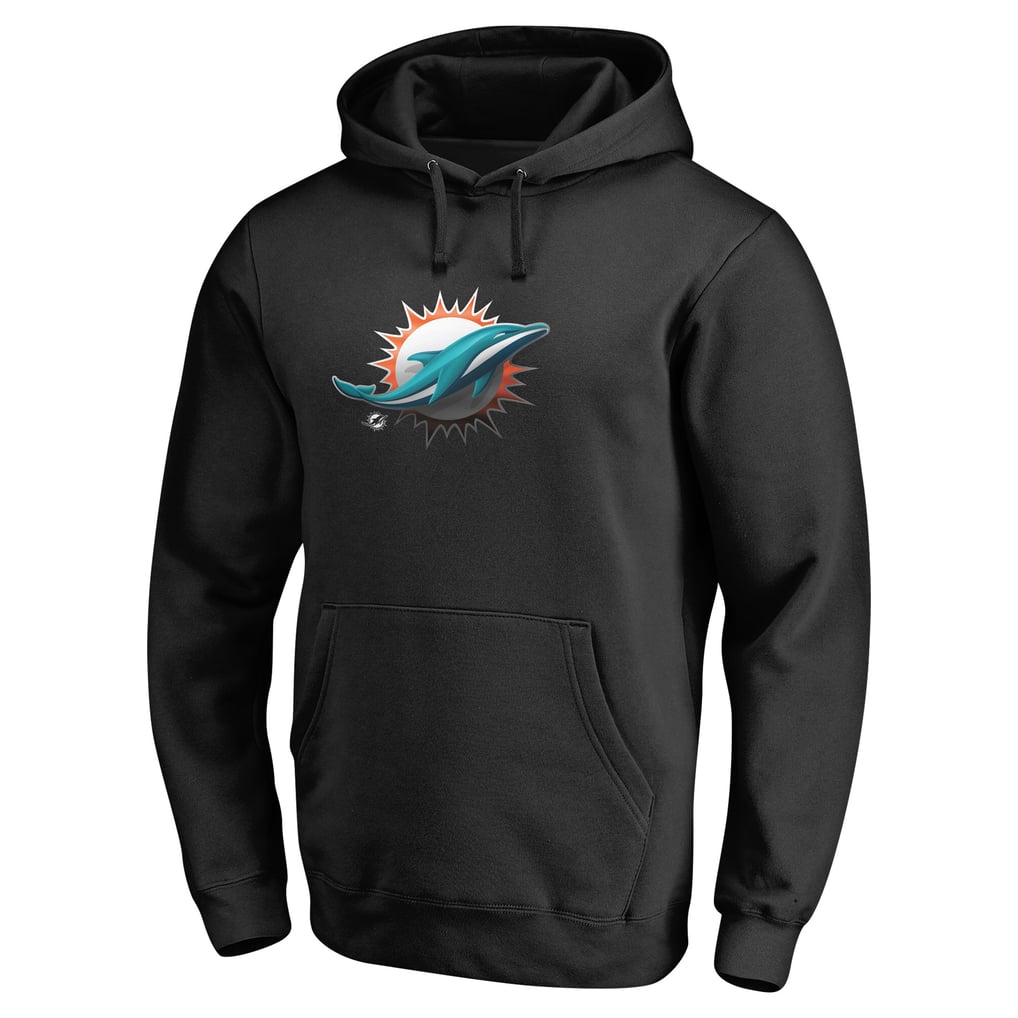 Miami Dolphins Personalized Midnight Mascot Pullover Hoodie - Black