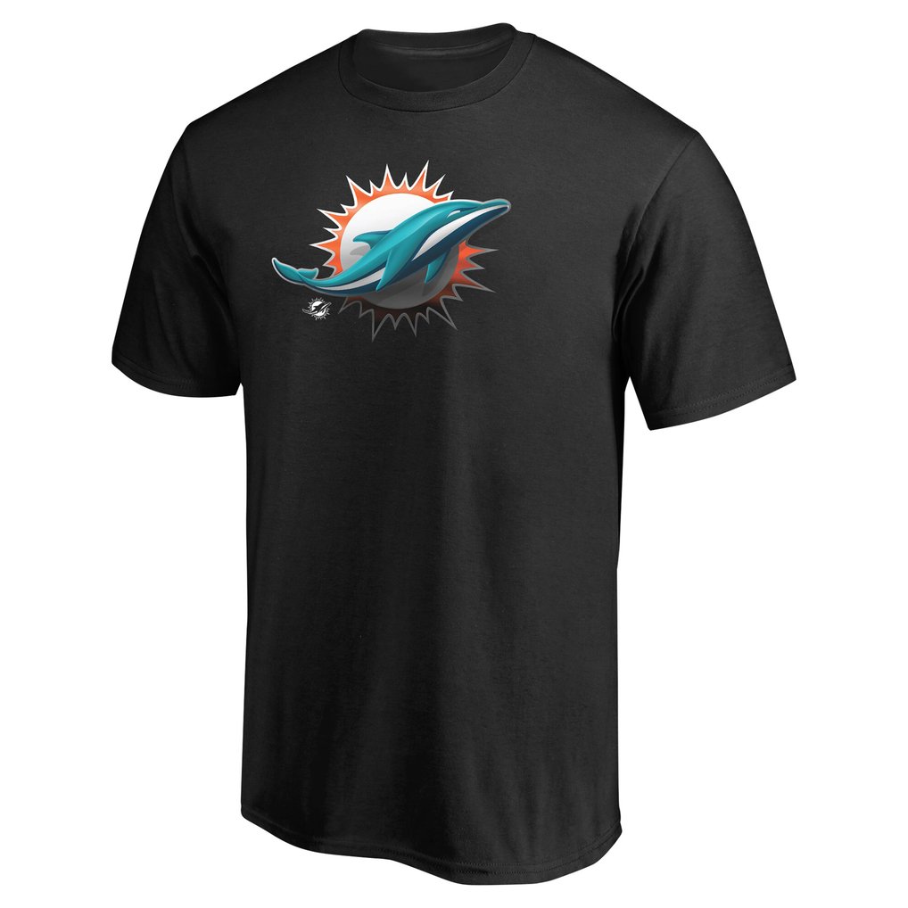 Miami Dolphins Personalized Midnight Mascot T-Shirt - Black