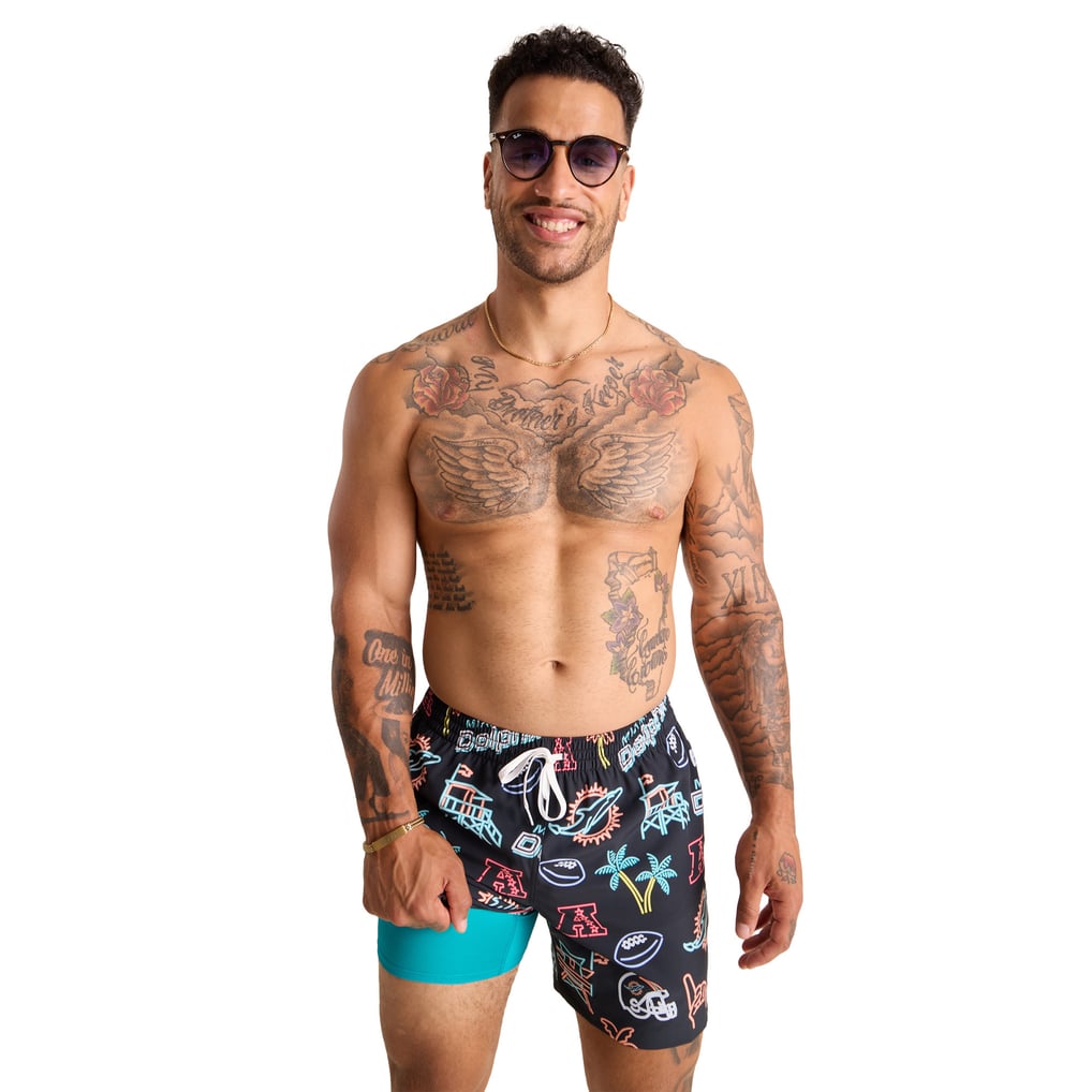 Miami Dolphins Chubbies The Neon 5.5" Classic Lined Swim Trunks - Black