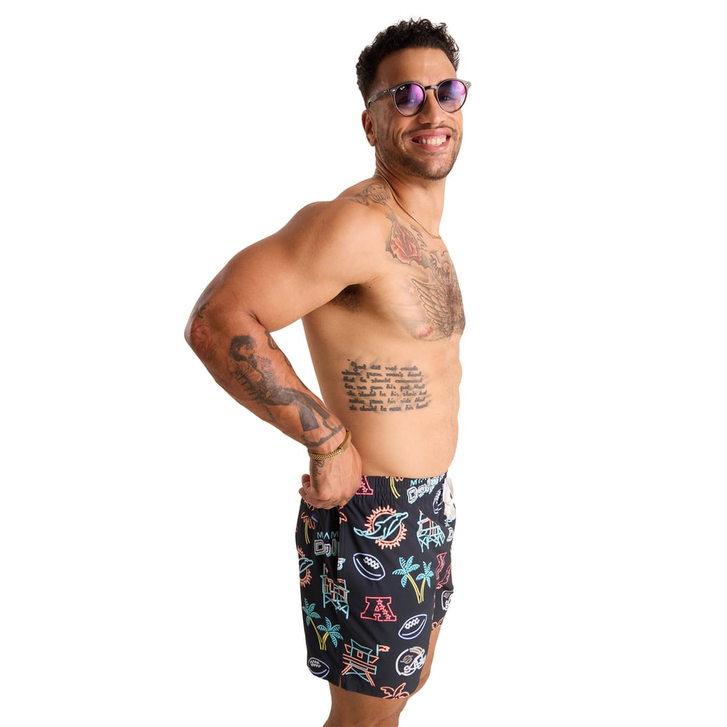 Miami Dolphins Chubbies The Neon 5.5" Classic Lined Swim Trunks - Black