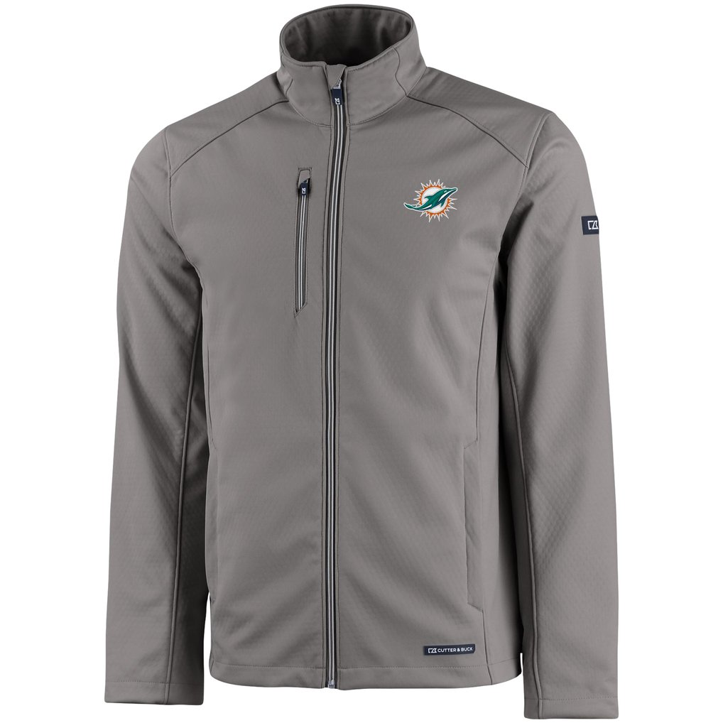 Miami Dolphins Cutter & Buck Evoke Eco Softshell Recycled Full-Zip Jacket - Gray