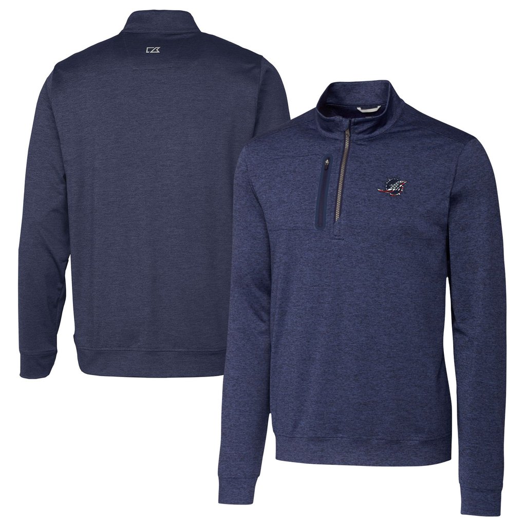 Miami Dolphins Cutter & Buck Stealth Quarter-Zip Pullover Top - Heathered Navy