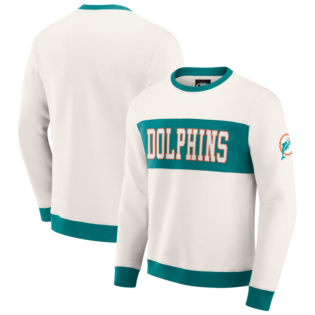  Miami Dolphins Darius Rucker Collection by Fanatics Colorblock Pullover Sweatshirt - Cream